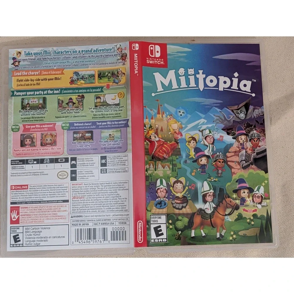 Miitopia Nintendo Switch Physical Game Cartridge Case HAC-P-AW8SA-USA